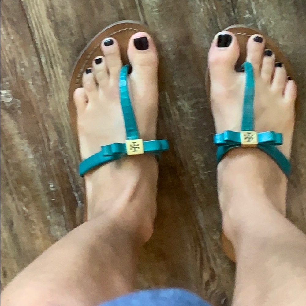 Tory Burch turquoise flip flops